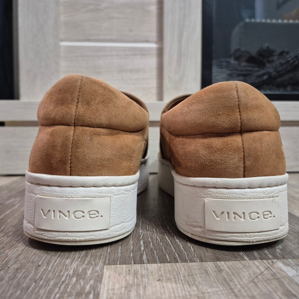 Vince Womens Tan Suede Platform Slip On Sneakers Shoes US 9 EUR 39 - Picture 3 of 10